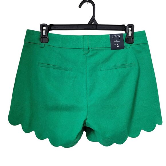 J. Crew Size 2 Shamrock Green Scalloped Trim Linen Blend Shorts, NEW with Tag - Picture 3 of 12